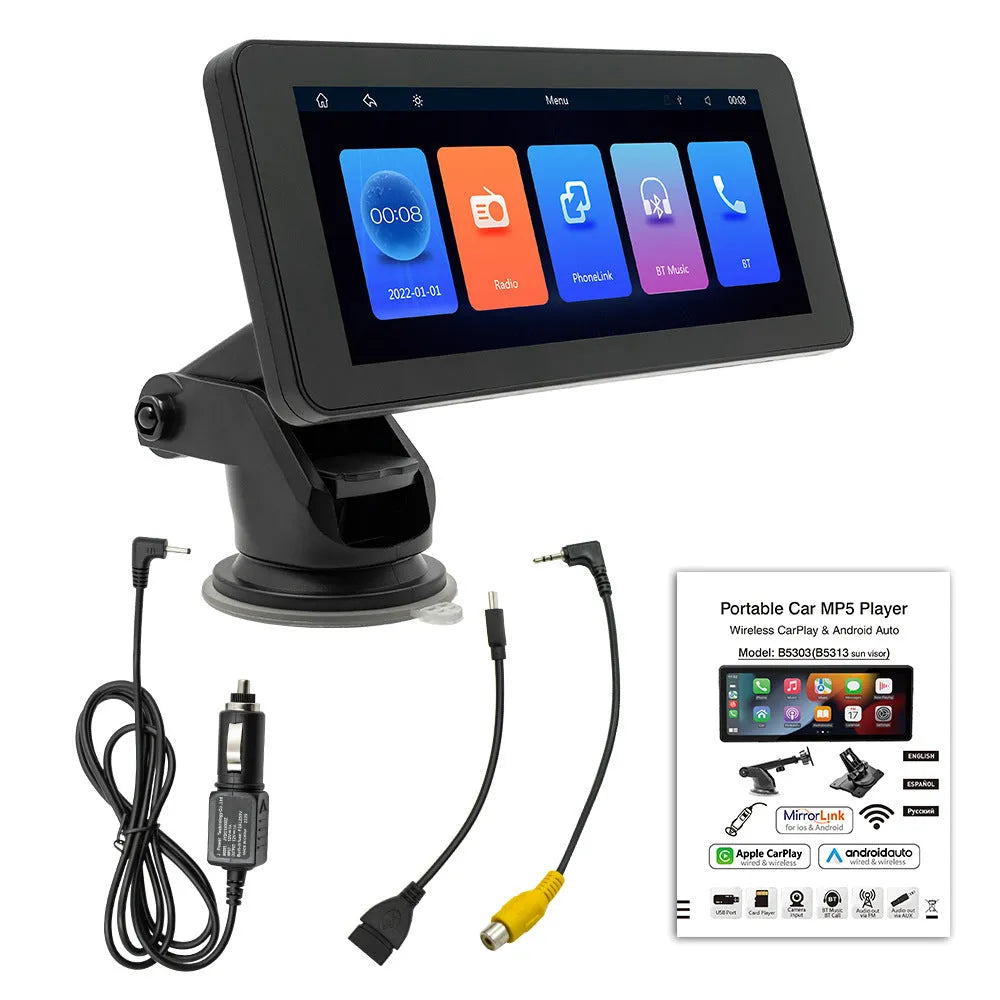 Portable wireless 6.86-inch vehicle video player with IPS screen display