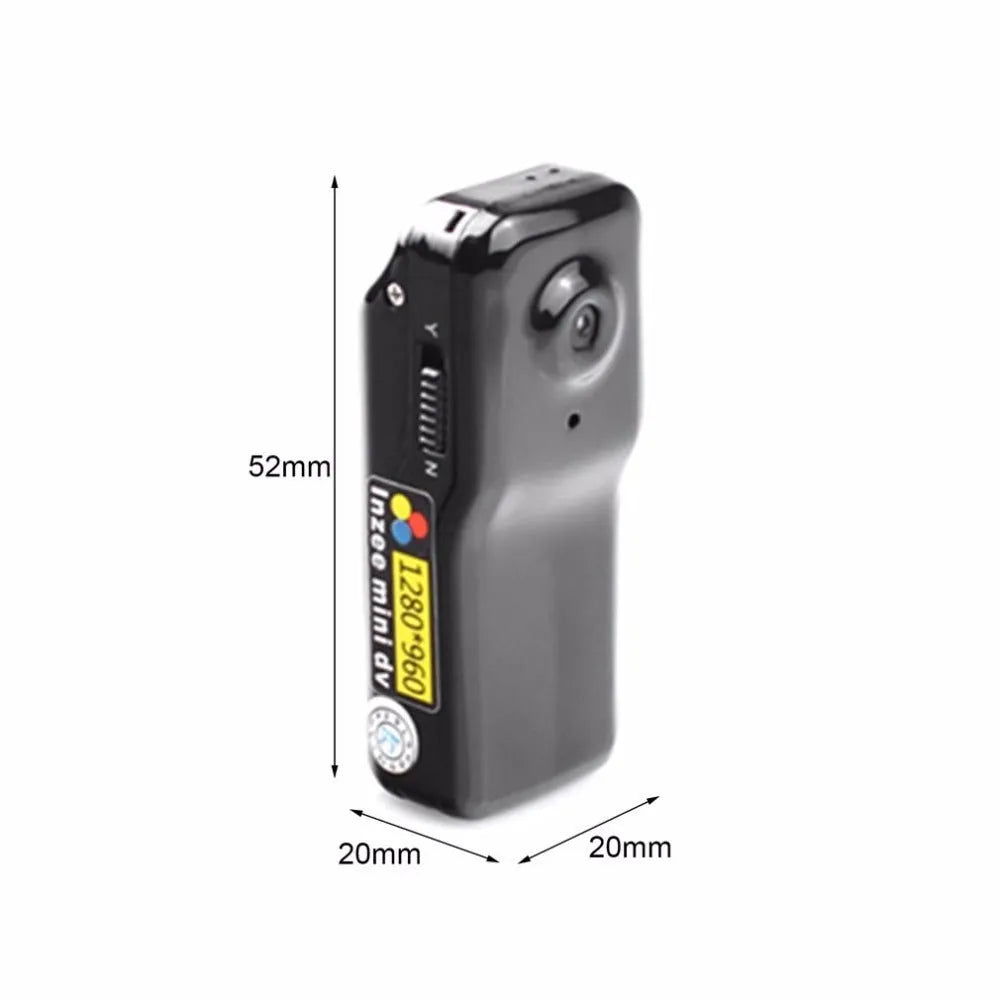 MD80 Black digital camera with clip, compact body for hands-free recording