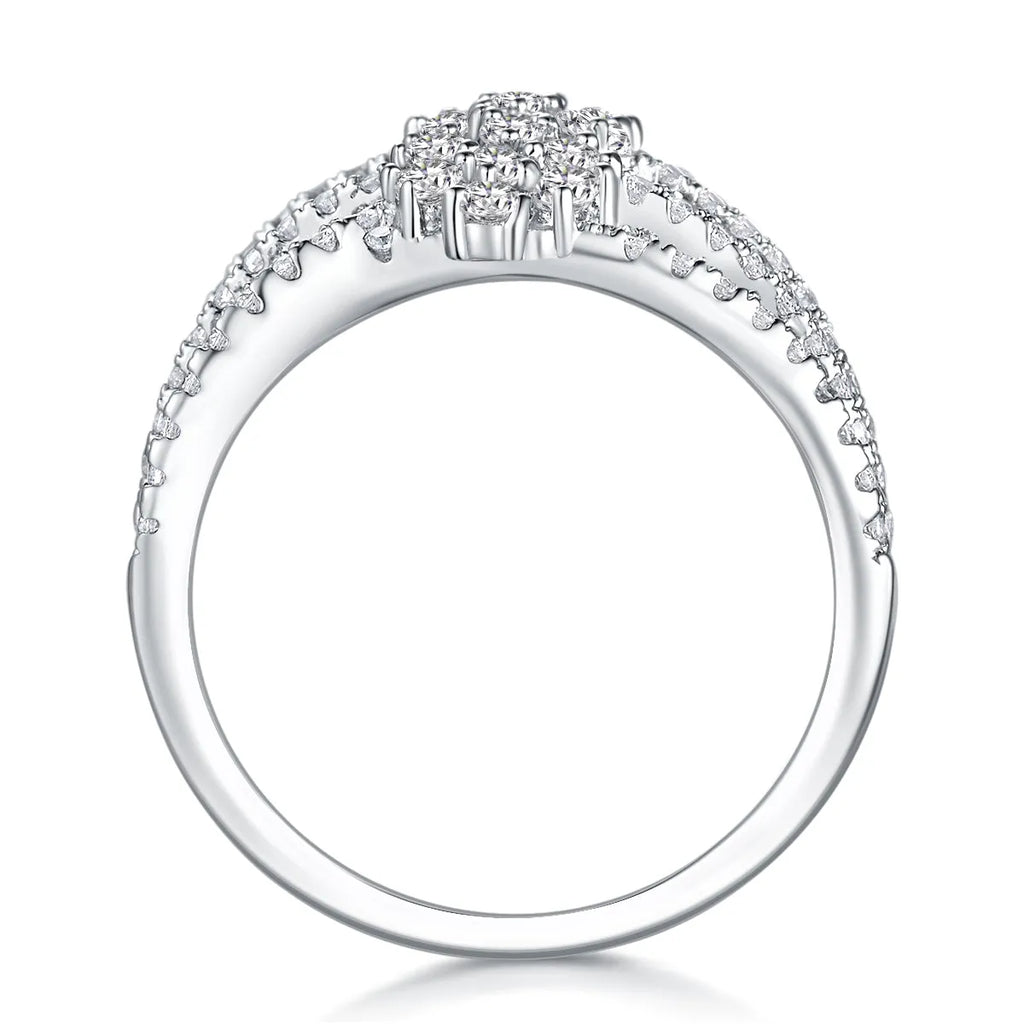 Moissanite wedding ring set in rose gold on S925 silver with platinum plating, gift box, and GRA certificate