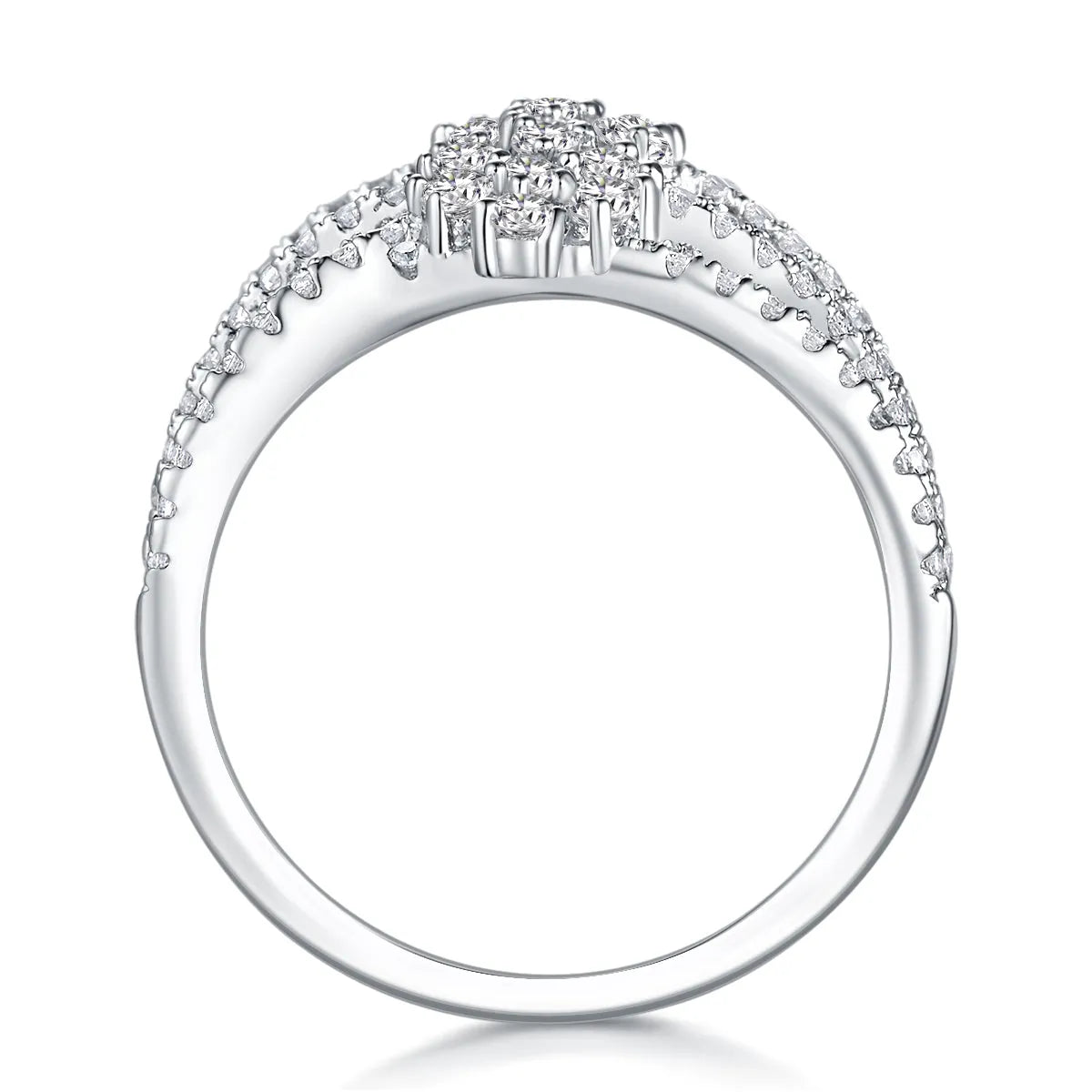 Moissanite wedding ring set in rose gold on S925 silver with platinum plating, gift box, and GRA certificate