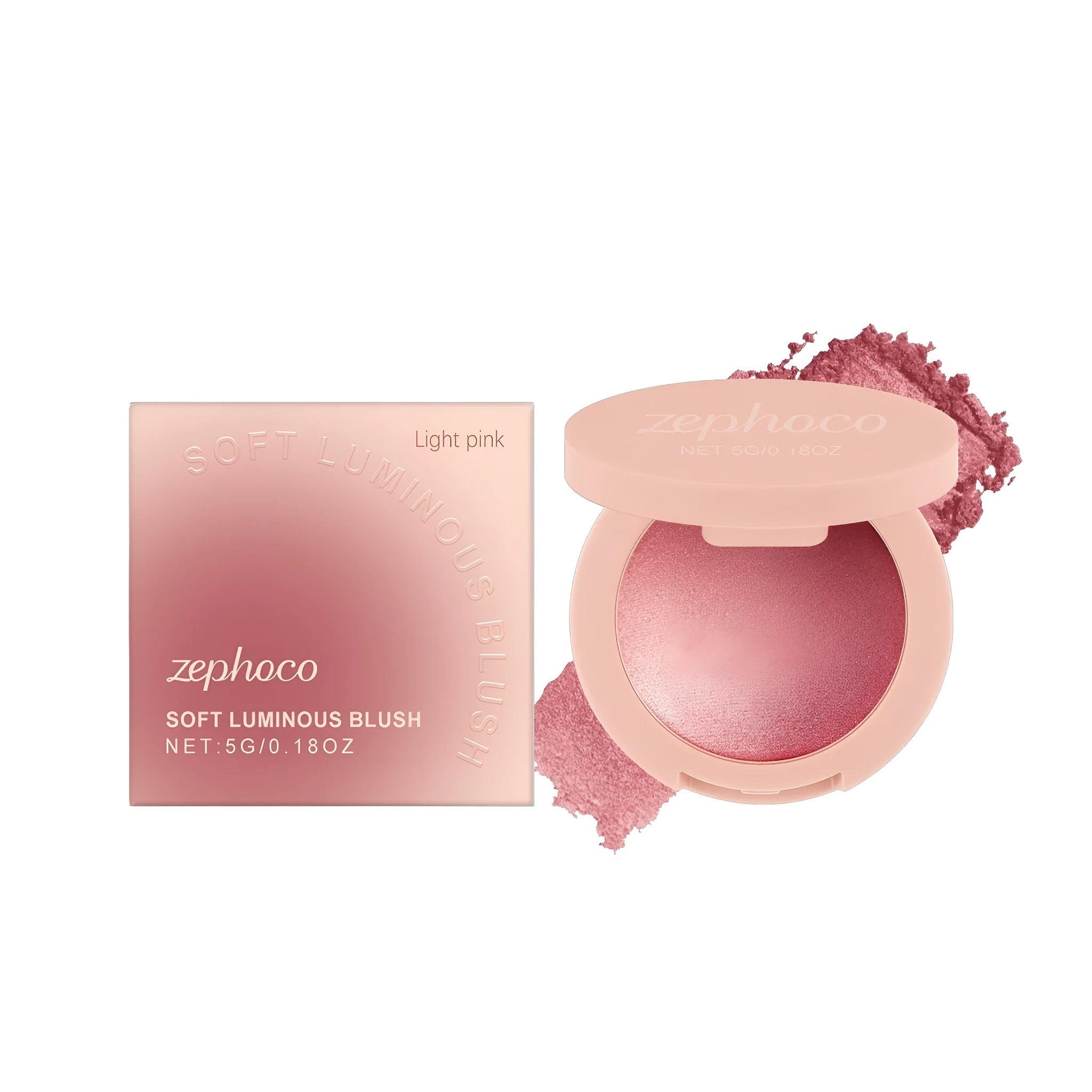 Soft Luminous Blush powder compact with three shade options Nude Pink Pale Pink Pink