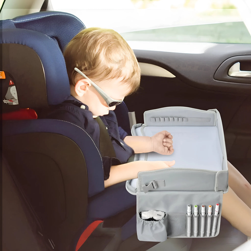 Gray children's toy car writing board tray travel artboard bag made from water-repellent cloth
