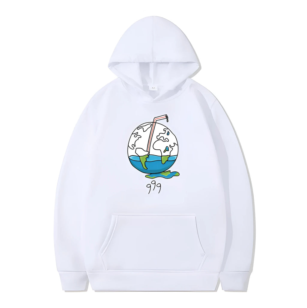 Men's printed cotton blend hip hop style hoodie pullover in black, with hood and side seam pockets, long sleeves