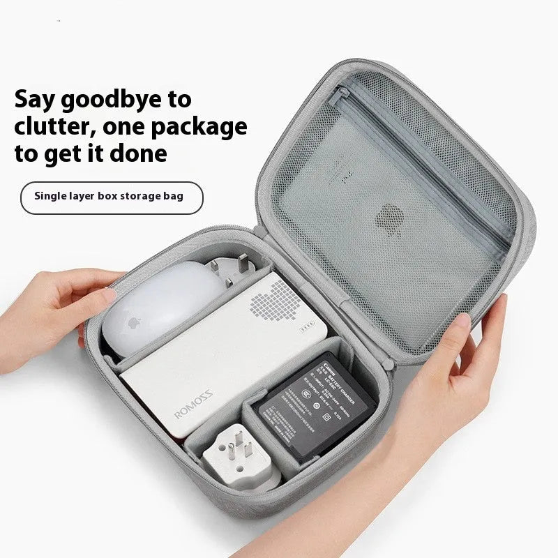Gray EVA multifunctional digital storage bag for data cable headset charger with 3kg load capacity