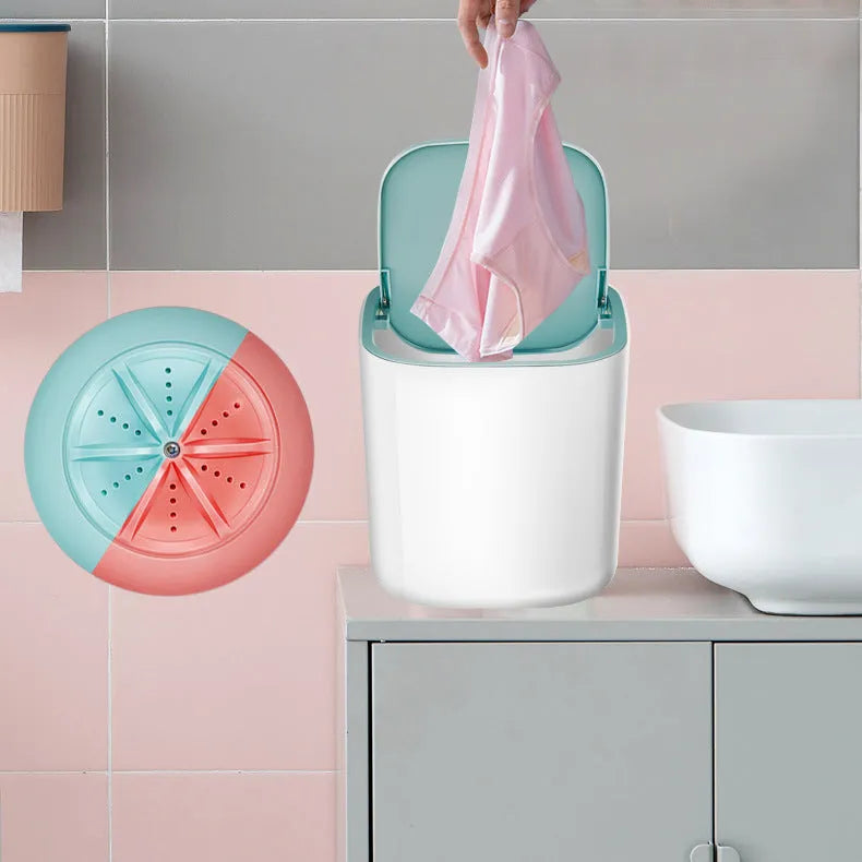 Mini USB turbo table washing machine in macaron blue for socks and underwear