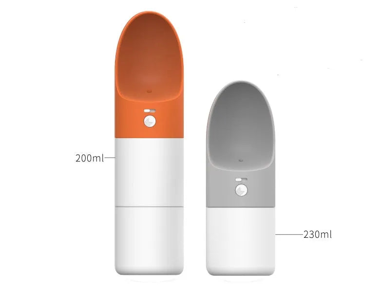 White and grey Moestar Rocket portable pet drinking cup with a one-button lock.