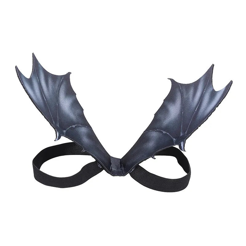 Black cloth bat wings for pets in small, medium, and large sizes for Halloween.
