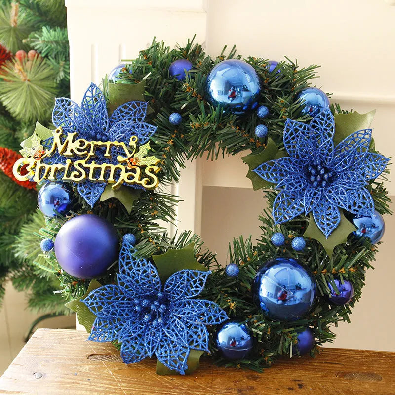 Multicolour plastic Christmas wreath with 30cm diameter for door and wall decoration