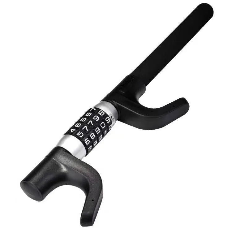 Blue car steering wheel anti-theft U-lock with password combination on alloy steel construction
