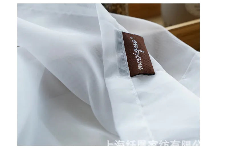Modern simple pure colour cotton linen window screen curtain with light transmission