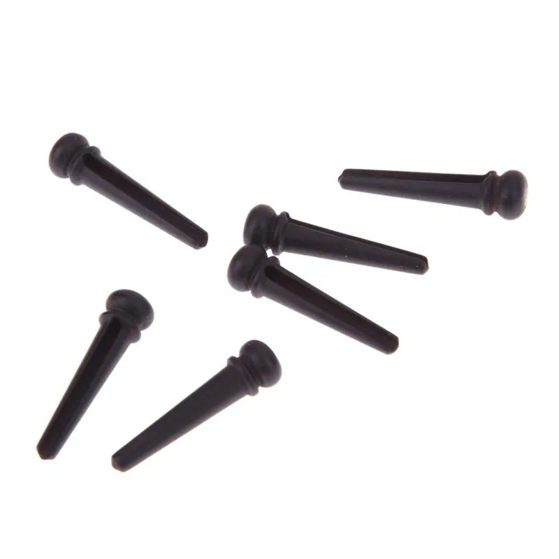 Six ebony folk guitar string nails with matt black finish for 40-42 inch acoustic guitars