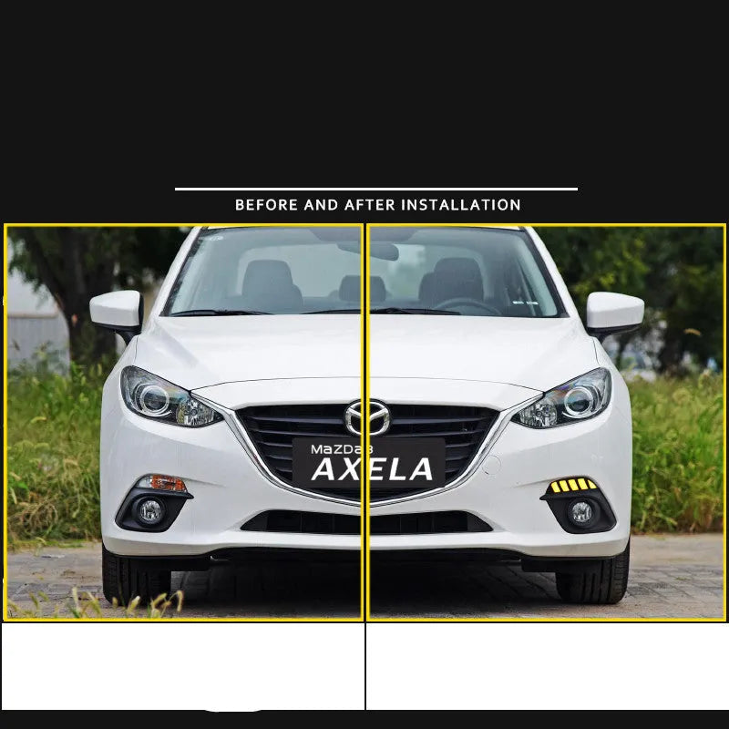 KUST Oncocela LED daytime running light with white and yellow streamer for 14-16 Mazda Enclave front view