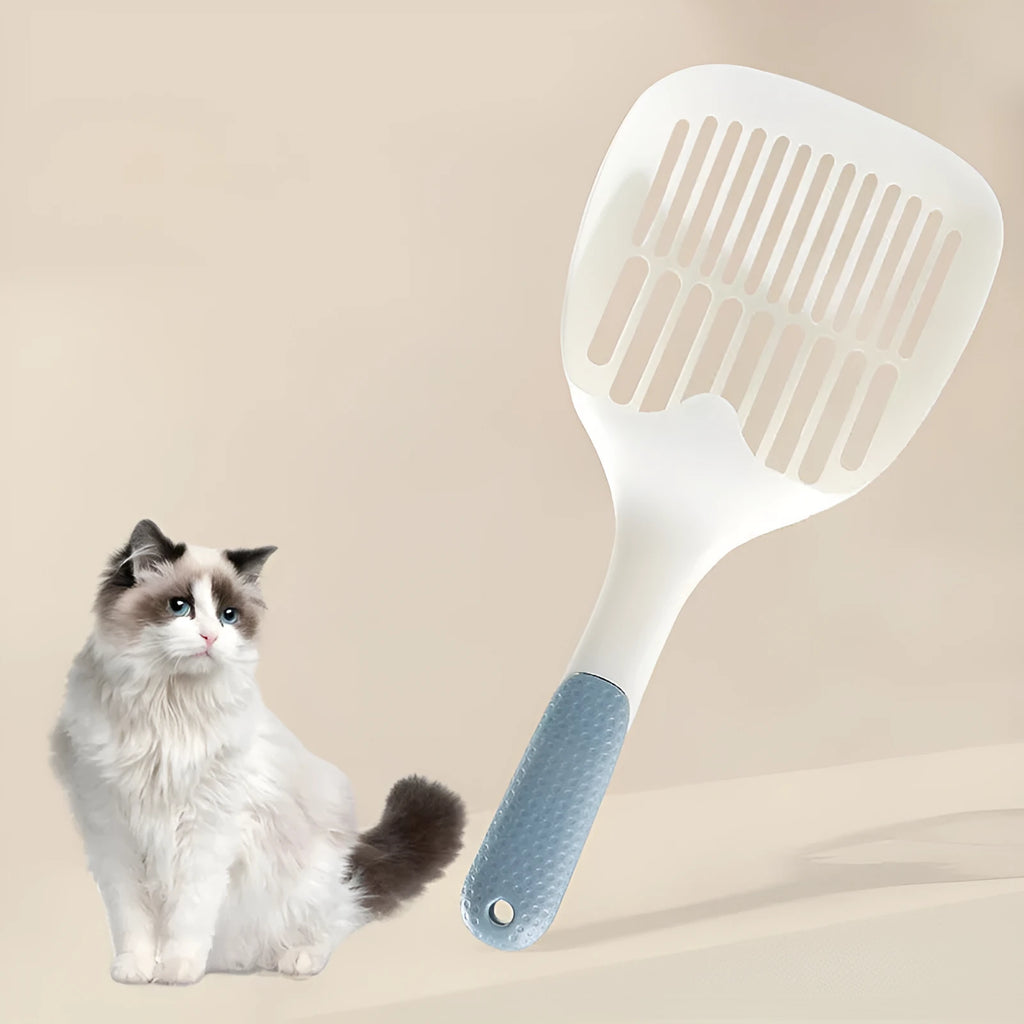 Large stainless steel cat litter shovel for scooping tofu cat litter with plastic handle