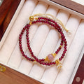 Natural garnet bracelet with double ring clasp in H311 garnet colour