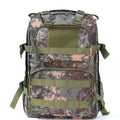 Camouflage pattern waterproof outdoor rucksack with air pillow belt system showing 30x15x46cm dimensions