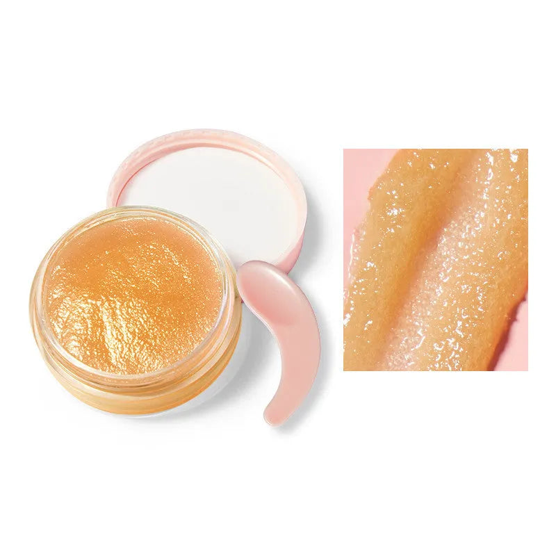 Honey Milk Soft Lip Scrub 8g in pink peach colour in a small pot with lid