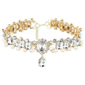 European and American exaggerated rhinestone pearl necklace in silver colour with alloy chain and inlaid pendant