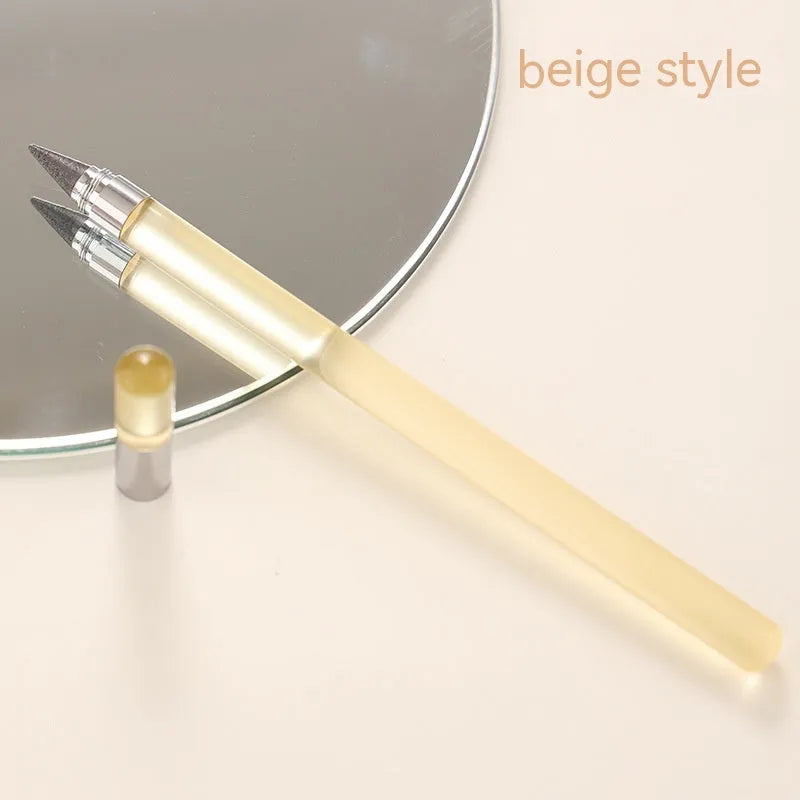 Acrylic transparent eternal pencil with alloy tip showing colour refill options