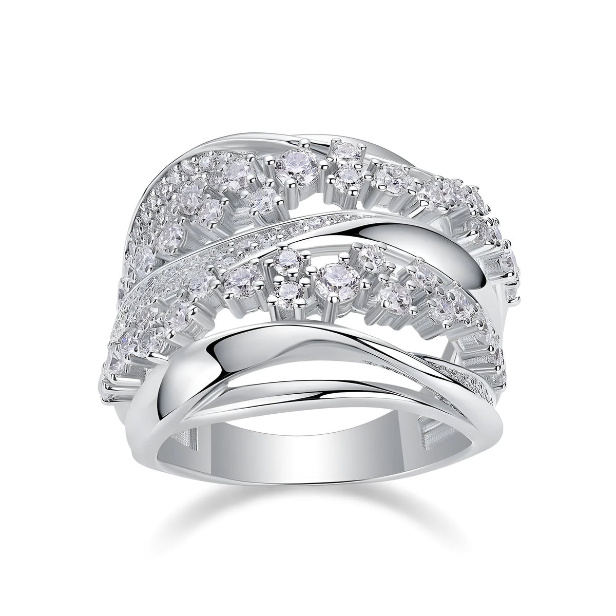 Blossoming All The Way moissanite wedding ring set in S925 silver with platinum plating, gift box packaging