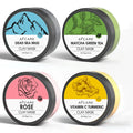 Four tube Dead Sea mud mask set with green tea, turmeric and rose clay for universal skin types
