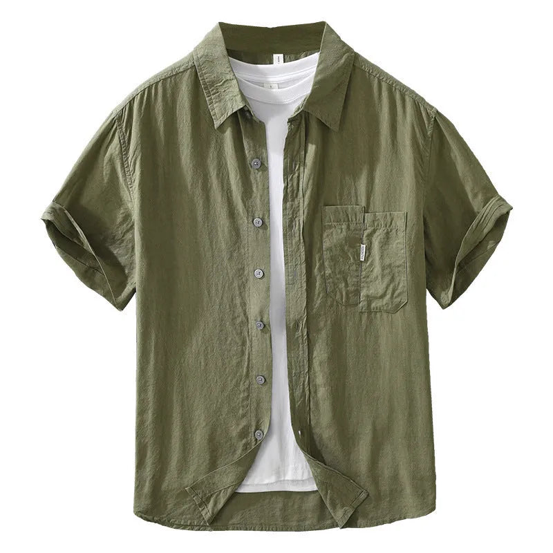 Loose lyocell top cardigan in black, green, or purple with short sleeves