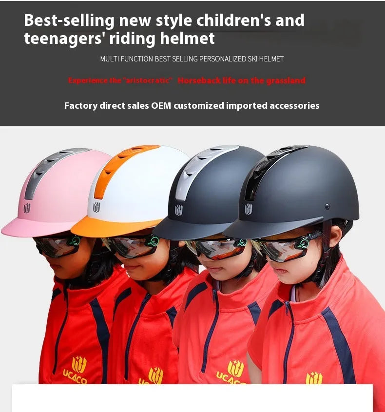 Equestrian riding helmet in multiple colour options with ABS shell and EPS lining