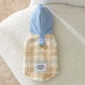 Chessboard grid pattern hooded corduroy dog traction vest in blue or yellow