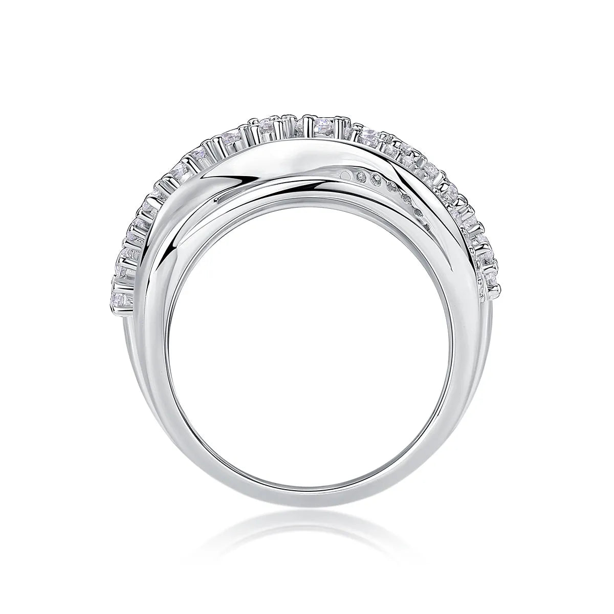 Blossoming All The Way moissanite wedding ring set in S925 silver with platinum plating, gift box packaging
