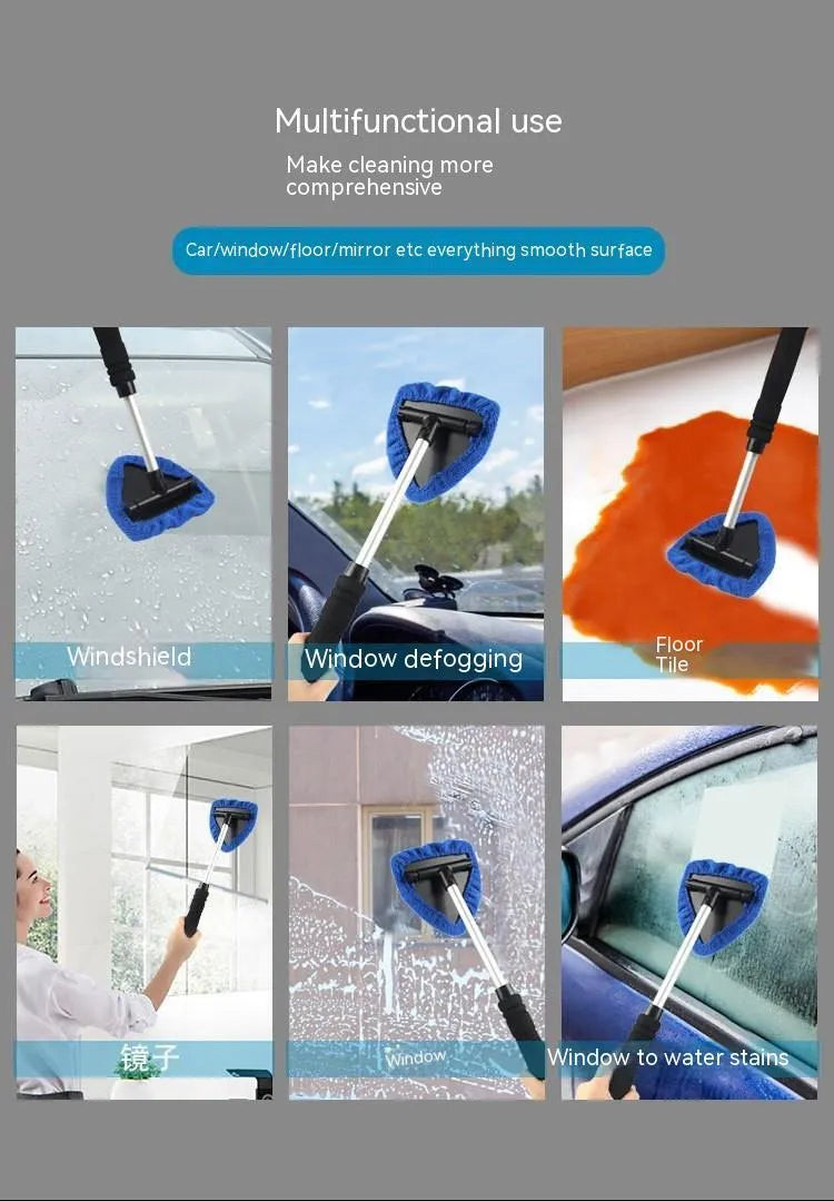 Car windshield cleaning brush with plastic bristles in green, red and blue colour options