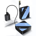 20000mAh black polymer power bank with built-in cable and screen display, 87x87x33mm size