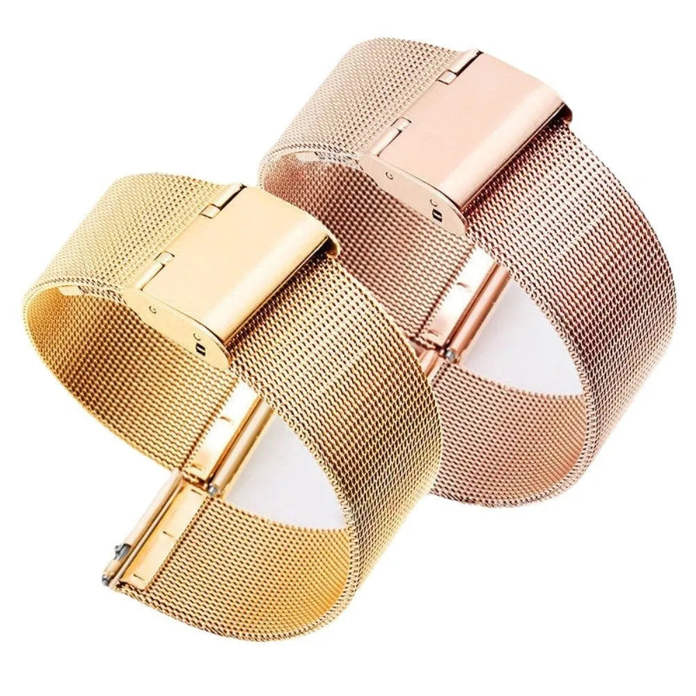 Milani stainless steel and woven silk watch band in silver, shown detached from a watch.
