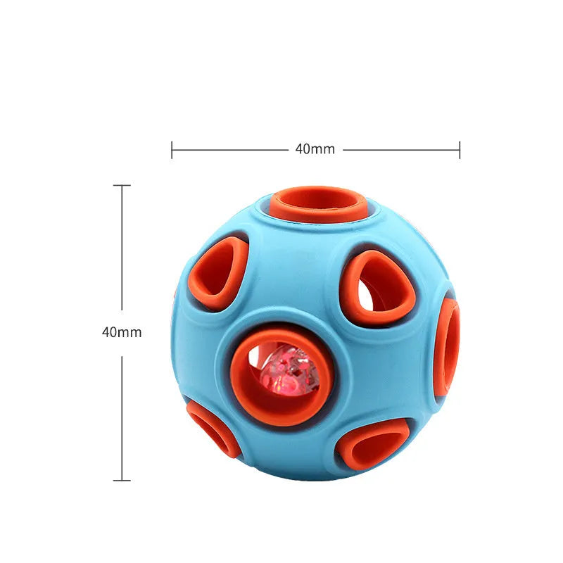 Luminous sounding dog toy ball in rubber with blue glow effect, medium size