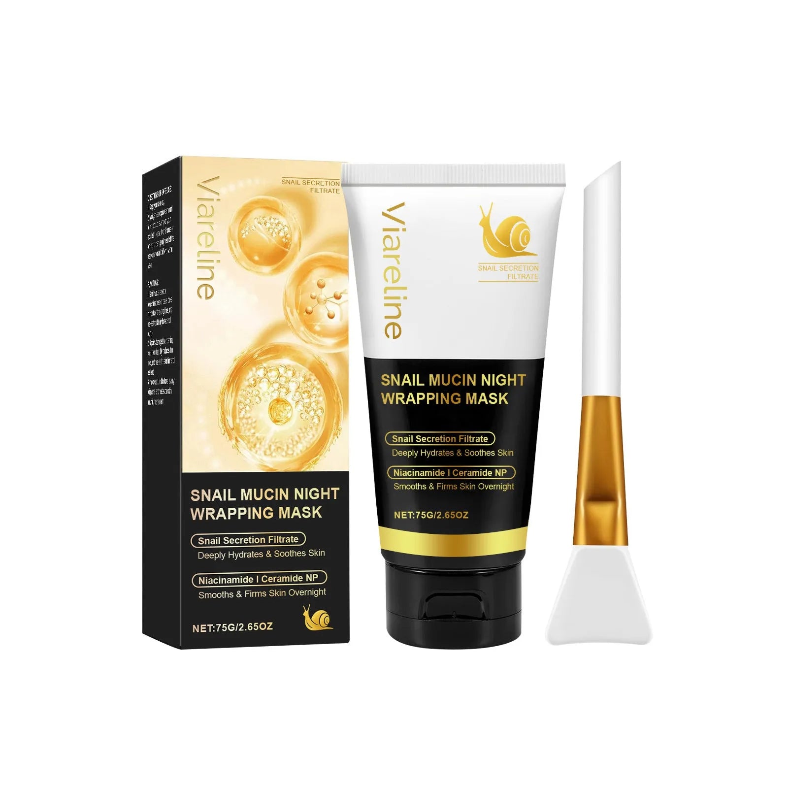 Turmeric sleep mask jar with application brush for overnight facial treatment