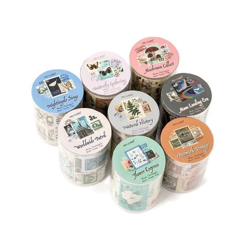 Retro DIY journal decoration coated paper stamp roll showing butterfly pattern, 55mm width