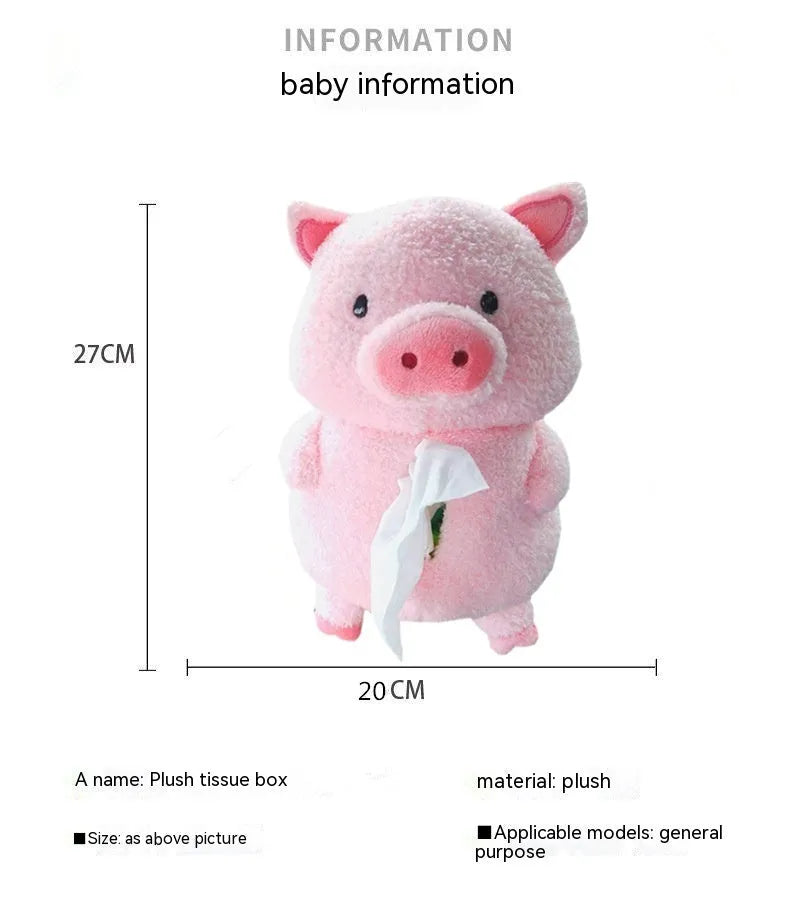 Plush fabric cartoon car tissue box with lamb design for vehicle and household decoration