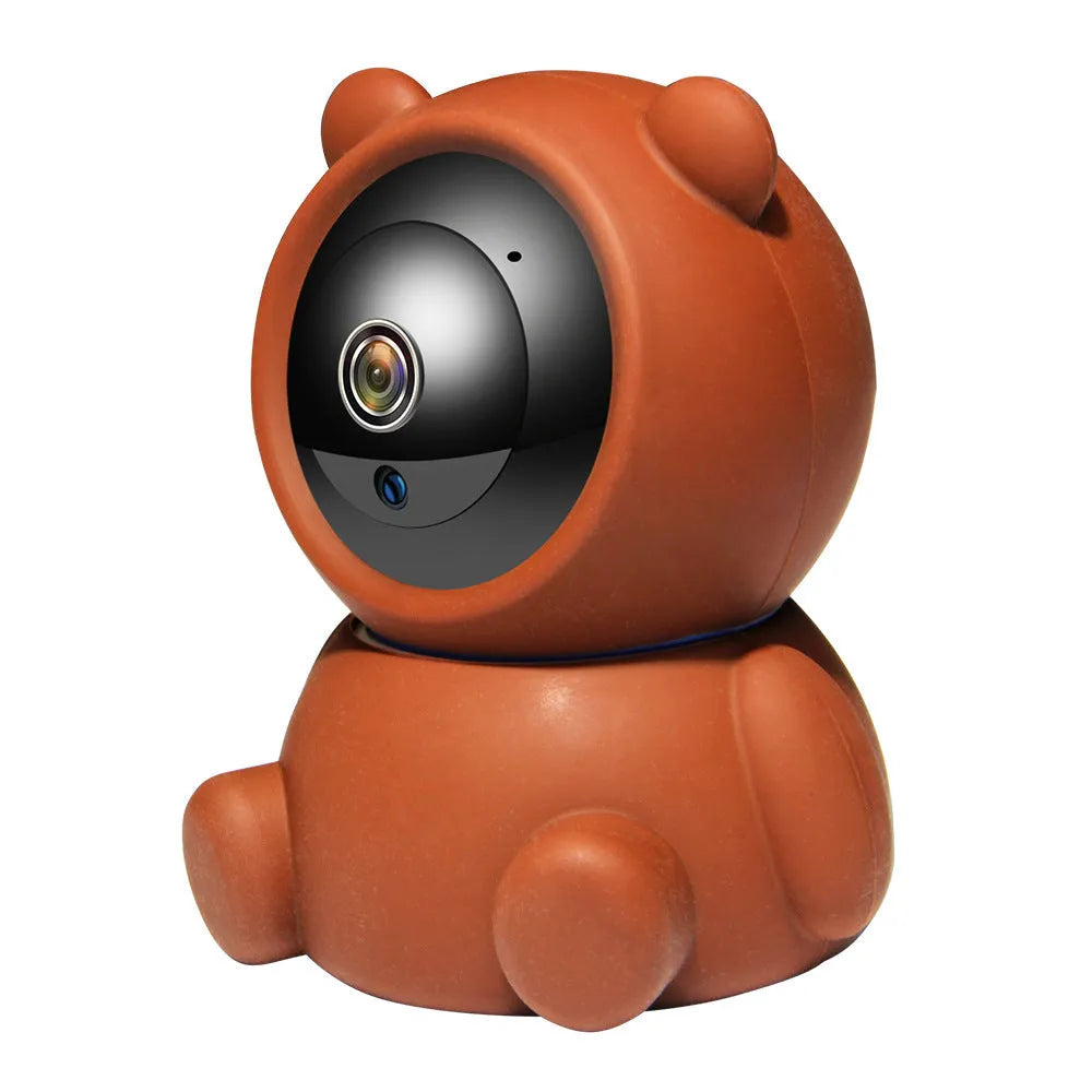 Bear 1080P WiFi indoor security camera with infrared LEDs for night vision on a white background