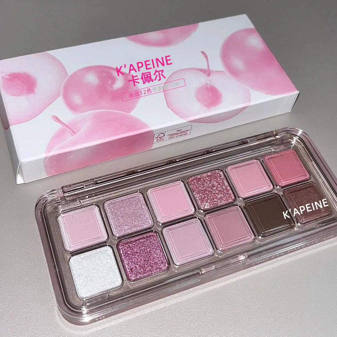 Creative home versatile 12 colour eye shadow plate showing peach apple and cherry plum options
