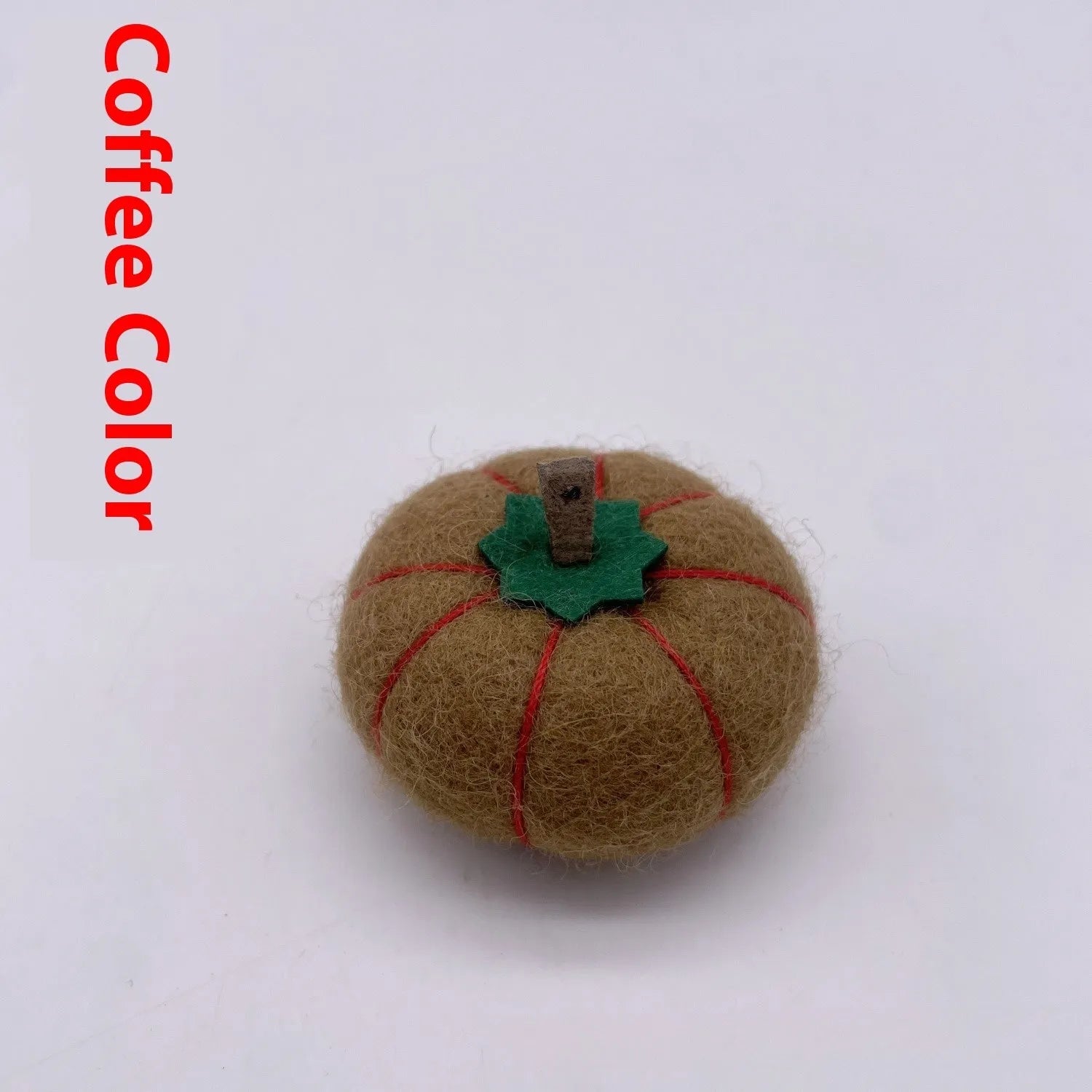 Wool felt pumpkin ornaments for doll decoration in six colours, 5cm diameter