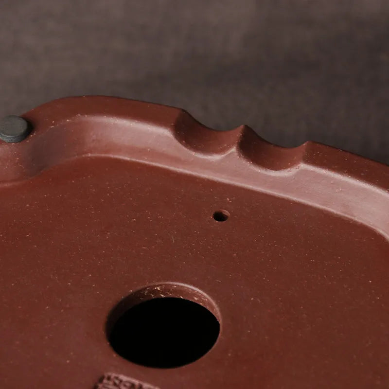 Handmade purple clay ceramic bonsai basin in classical plain Chinese style