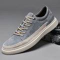 Men's grey casual skate shoes with pigskin upper and rubber sole