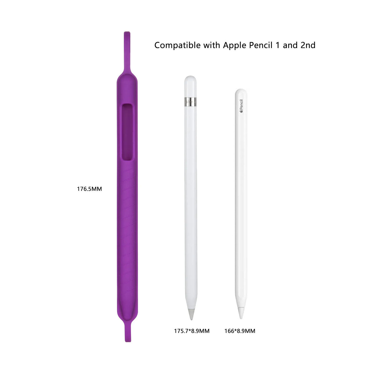 Silicone snap on pen case for Apple Pencil 1st and 2nd generation in black, gray, white Nordic style