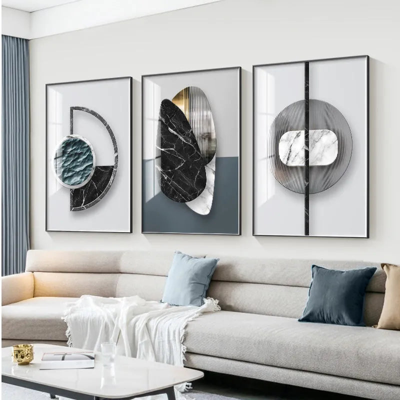 Abstract geometric pattern canvas painting wall art in multiple size options