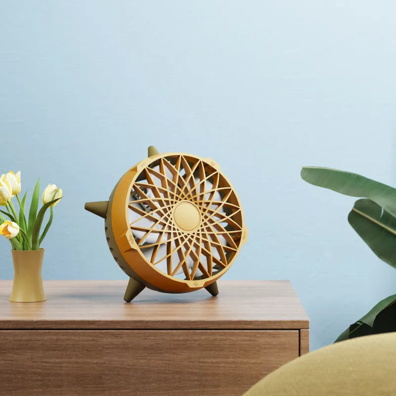 Intelligent induction fan without button design, USB powered, brushless motor, ambient light, 162x162x103mm, Force Yellow colour