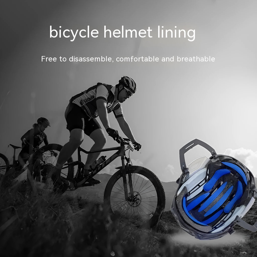 Cycling helmet lining replacement with sponge padding and adjustable Velcro chin pad