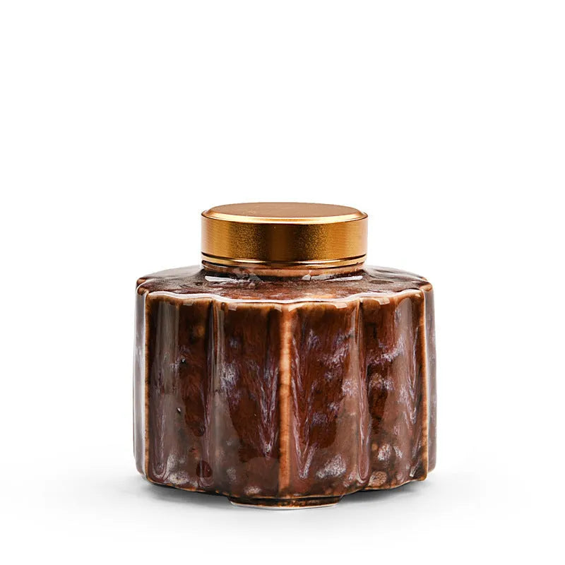 Ceramic tea pot storage tank with lotus leaf kiln transmutation glaze in celadon colour