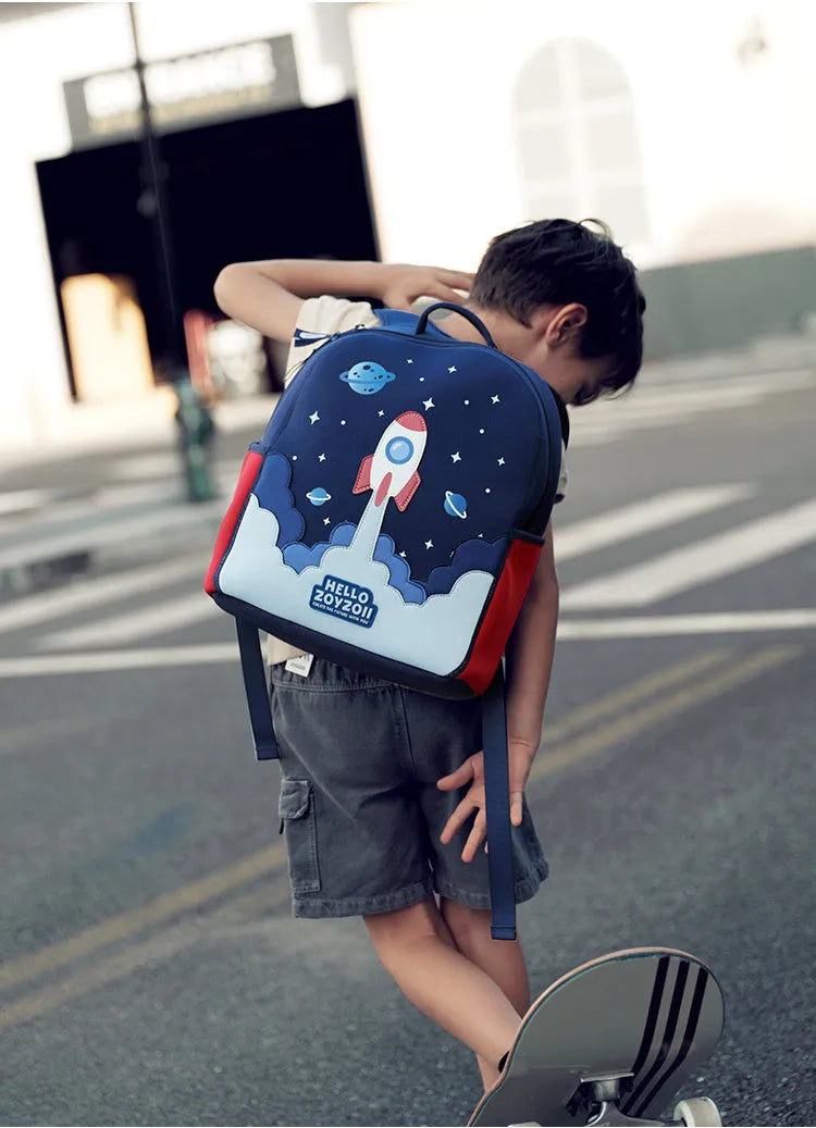 Children's spine care schoolbag small 20L polyester cartoon cute design in rainbow colour