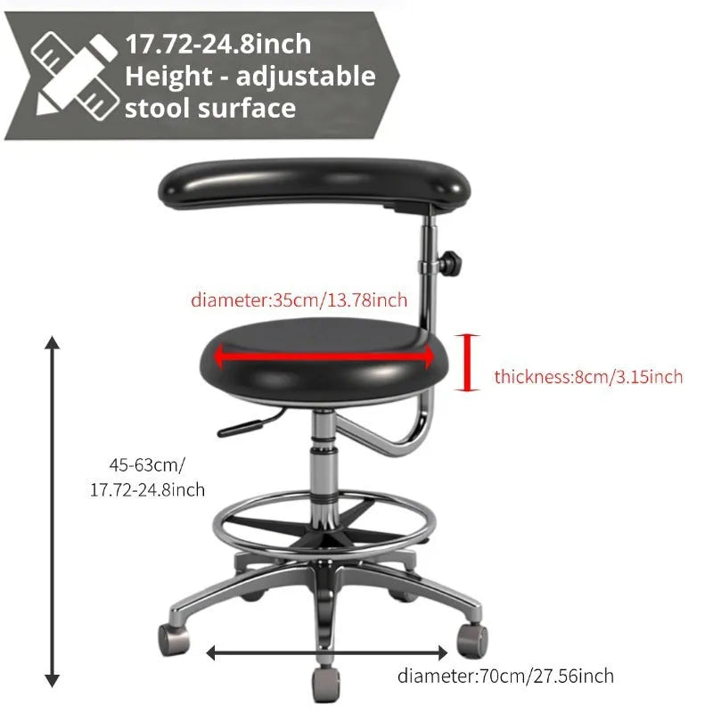 Black leather dental chair with lift mechanism for dental clinics