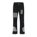 Men's straight fit cotton mop trousers in black, mid waist with zip placket, size XL to 3XL