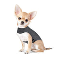 Heather Grey dog anxiety jacket warm vest in brocade cotton fabric on a mannequin.
