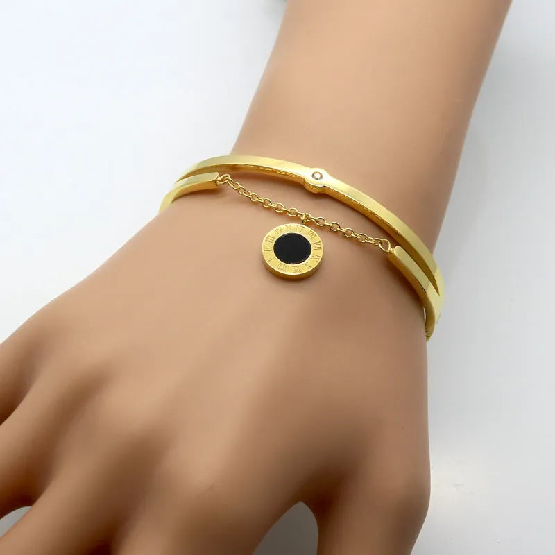 Metal numbers Rome fringed bracelet for women, zinc alloy, size 17cm perimeter
